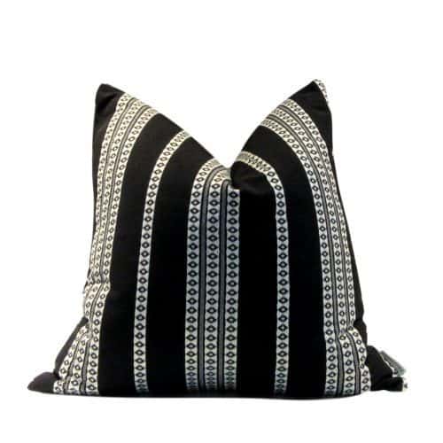 French Farmhouse Pillow Cover Black White Stripe