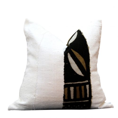 Asha African White Mud Cloth Pillow